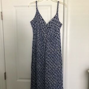 Talbots Blue Tie Dye Printed Spaghetti-Strap Maxi Dress